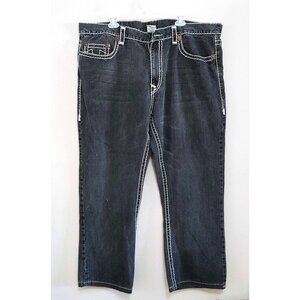 True Religion Bobby Big T Baggy Black Denim Jeans Vintage Mens Size 44 *Flaw*